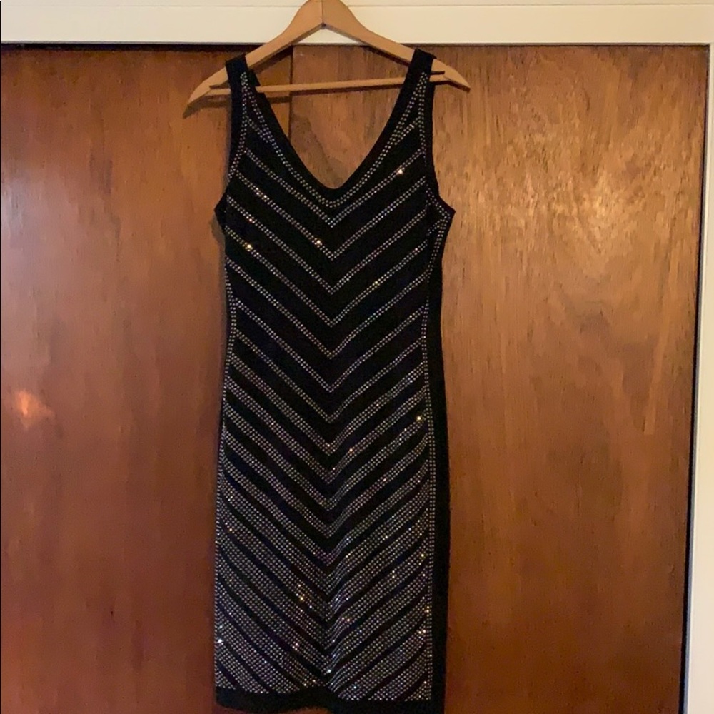Carmen sparkly little black dress